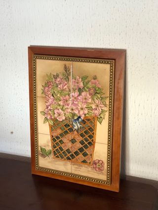 Cuadro de azulejos flores cesta