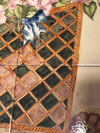 Cuadro de azulejos flores cesta