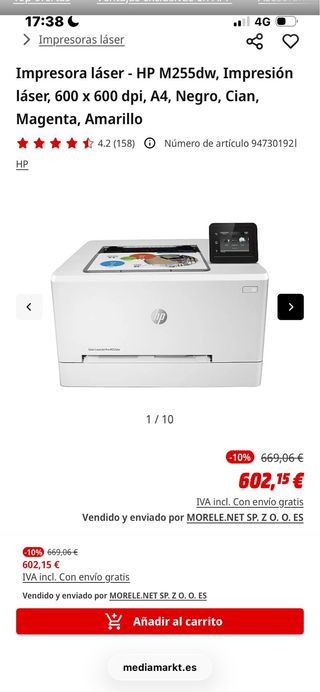Impresora HP Color LaserJet Pro M255dw