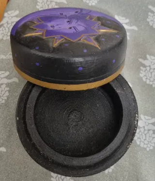 Scatola in legno decorata Sole e Luna