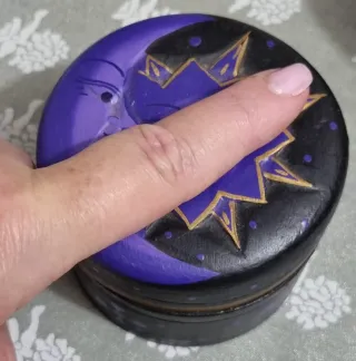 Scatola in legno decorata Sole e Luna