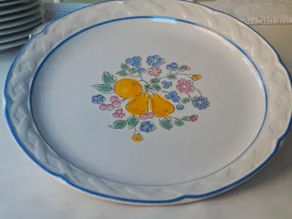 6 Platos Llanos Decoración Frutas Flores