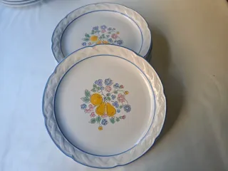 6 Platos Llanos Decoración Frutas Flores