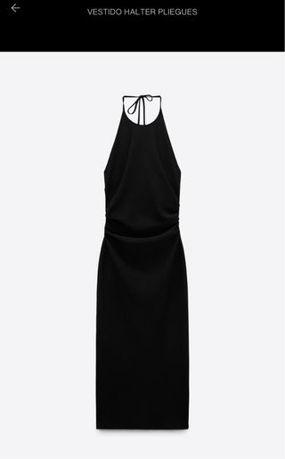 Vestido halter negro con pliegues