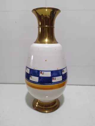 Jarrón Grande Cerámica y Latón 39cm