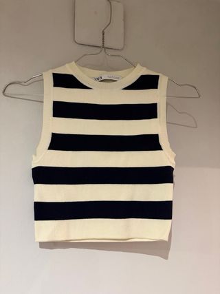 Top Zara Rayas Blanco y Negro