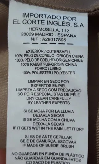 Abrigo piel de conejo precioso