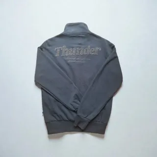 Sudadera gris con cremallera y logo