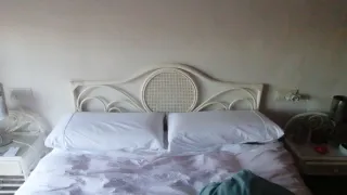 Cabecero cama matrimonio blanco ratán