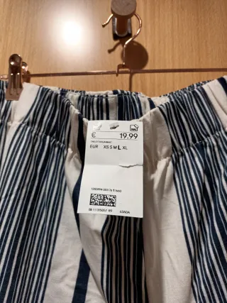 Pantalón H&M rayas blanco roto y azul