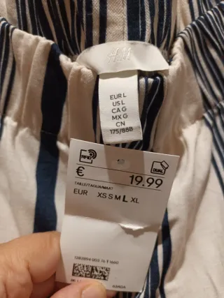 Pantalón H&M rayas blanco roto y azul