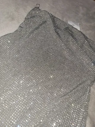 Vestido Zara brillos plateado ocasión especial