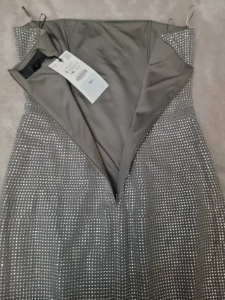 Vestido Zara brillos plateado ocasión especial