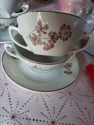 Juego de 6 tazas de consomé de cerámica