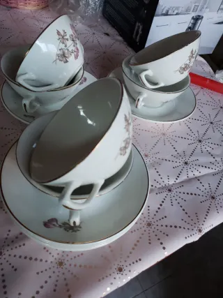 Juego de 6 tazas de consomé de cerámica