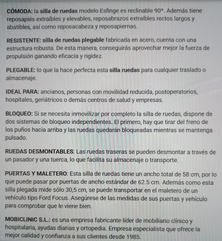 Silla de ruedas Mobiclinic Esfinge