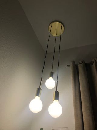 Lámpara colgante techo oro y cristal