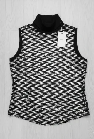 Top lentejuelas cuello alto sin mangas