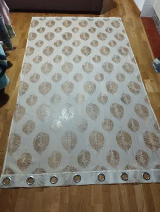 Cortinas Beige/blanco roto con Diseño de Hojas