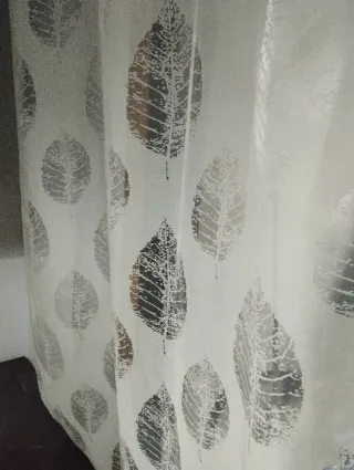 Cortinas Beige/blanco roto con Diseño de Hojas