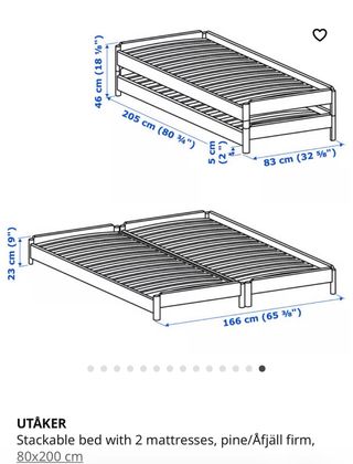 Camas nido IKEA UTÅKER gris UTÅKER Stackable beds