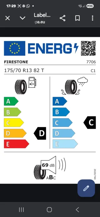 Neumático Firestone 175/70 R13 82T