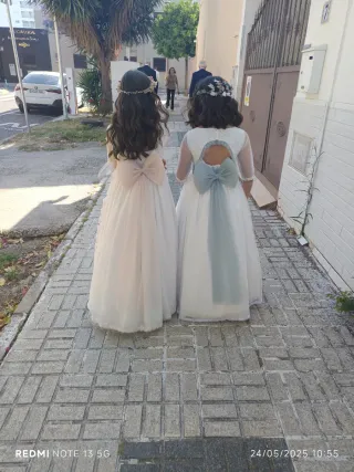 Vestido de Comunión Blanco y Azul