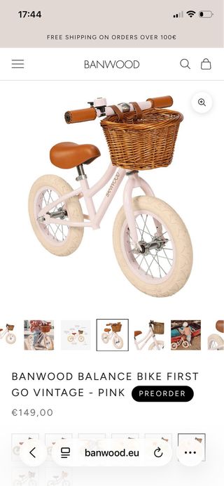 Bicicleta Banwood Rosa con Cesta