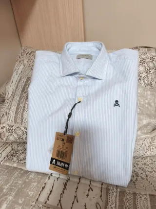 Camisa Scalpers Rayas Azul y Blanca Talla 39