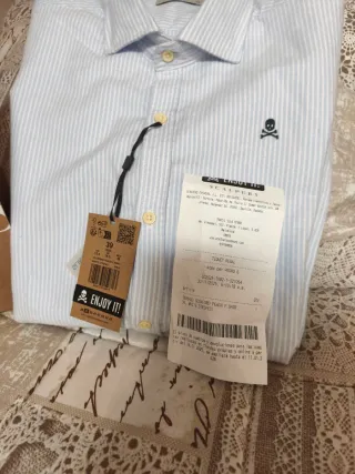 Camisa Scalpers Rayas Azul y Blanca Talla 39