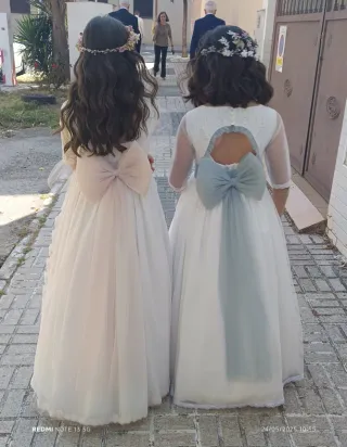 Vestido de Comunión Blanco y Rosa
