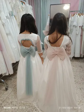 Vestido de Comunión Blanco y Rosa
