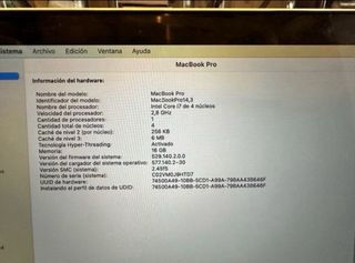 MacBook Pro 15 2017 16GB 256GB SSD Plata