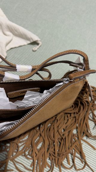 Bolso Zara ante flecos marrón