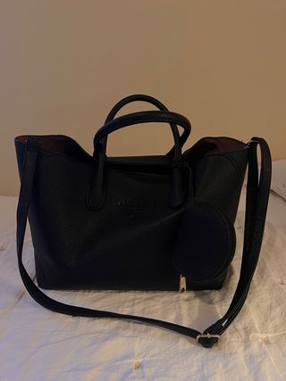 Bolso Negro Piel Texturizada