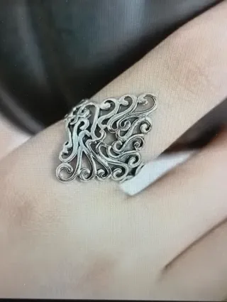 Anello Argentato Stile Gotico Regolabile Nuovo