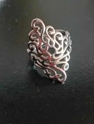 Anello Argentato Stile Gotico Regolabile Nuovo
