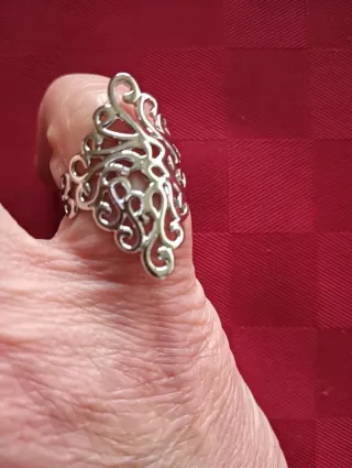 Anello Argentato Stile Gotico Regolabile Nuovo