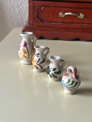 Lote 4 Mini Jarritas Barro Pintadas