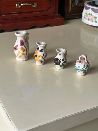 Lote 4 Mini Jarritas Barro Pintadas