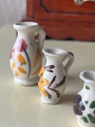 Lote 4 Mini Jarritas Barro Pintadas