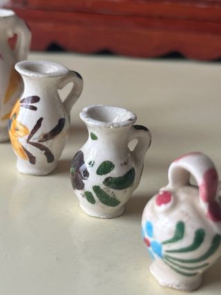 Lote 4 Mini Jarritas Barro Pintadas