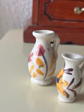 Lote 4 Mini Jarritas Barro Pintadas