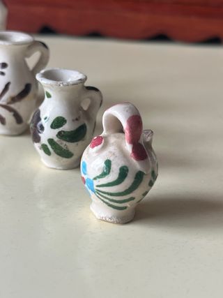 Lote 4 Mini Jarritas Barro Pintadas