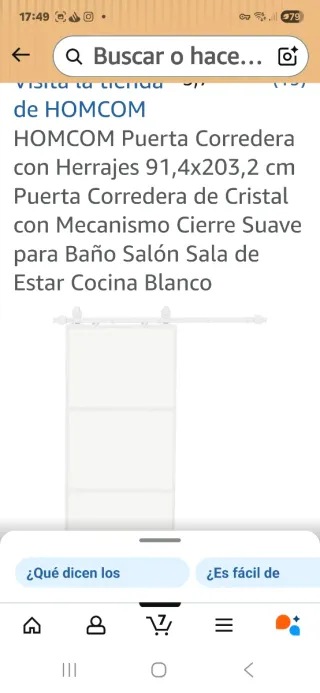 Puerta Corredera Cristal 91,4x205,2 cm