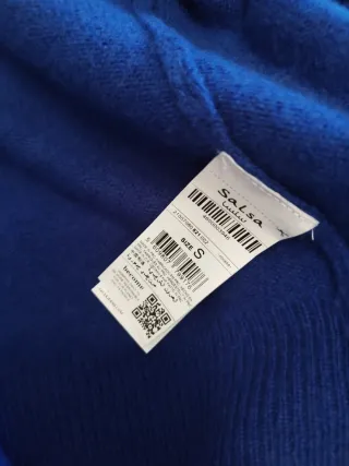 Conjunto Salsa: Cárdigan Azul y Blusa Estampada