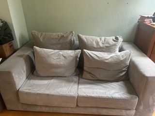 Sofá de 2 plazas beige/gris
