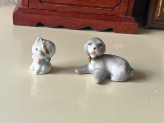 Pareja Mascotas Porcelana Gato Perro