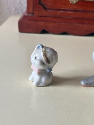 Pareja Mascotas Porcelana Gato Perro