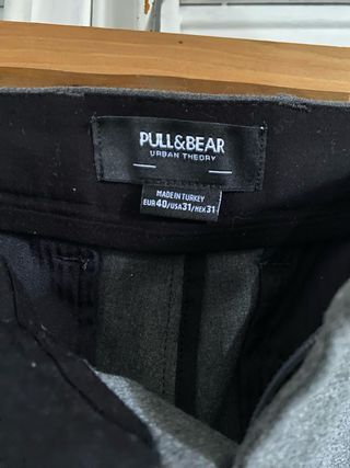 Pantalón Skinny Fit Gris Talla 40 Pull&Bear
